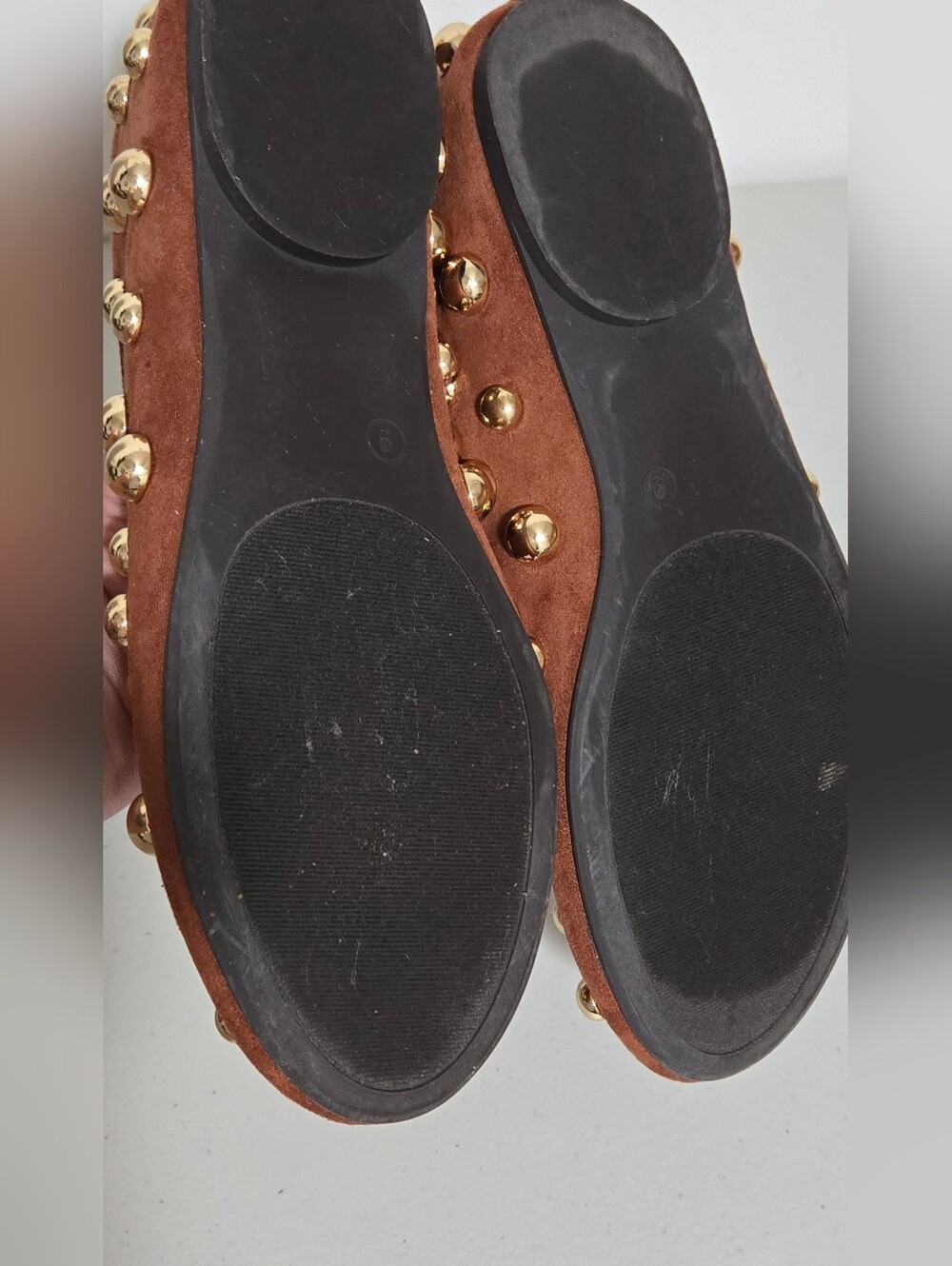 Abound Rust Brown Suede Ballet Flats with Gold Studs Size 9 - Picture 5 of 9
